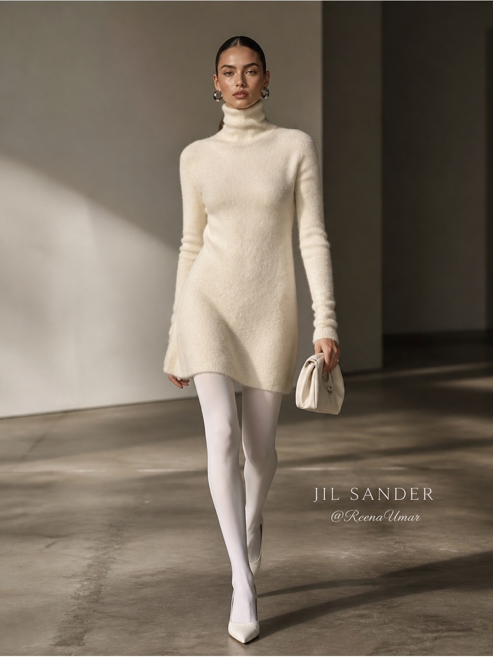 Jil Sander Turtleneck Tunic Sweater Top NWT Mohair Wool Blend